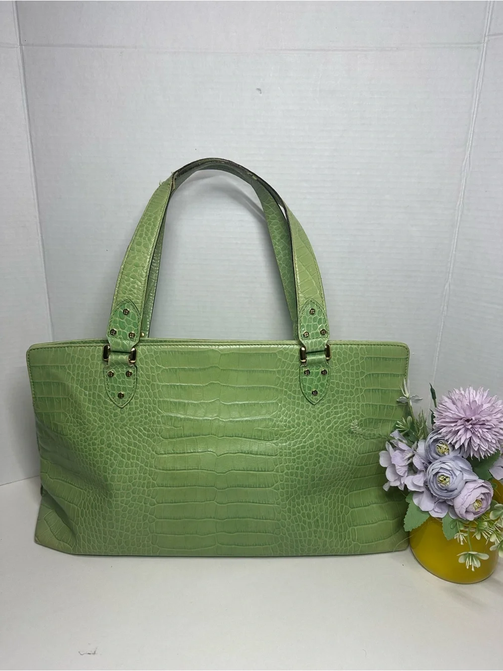 kate spade Light Green Croc-Embossed Tote